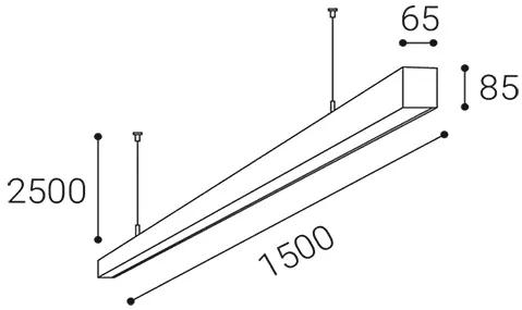 LED2 Závesné LED svietidlo na lanku LINO, 49W, 3000K/3500K/4000K, hranaté, čierne