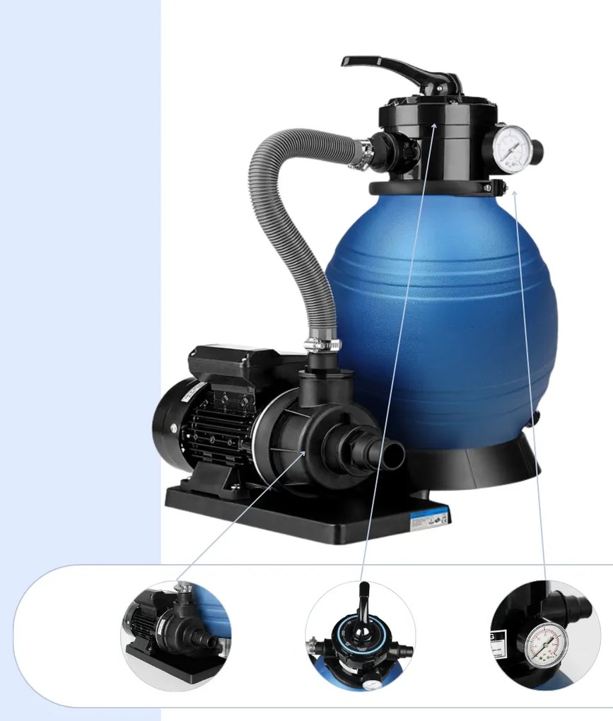 Jurhan Piesková filtrácia k bazénu AQUA, 10 200 l/h, modrá