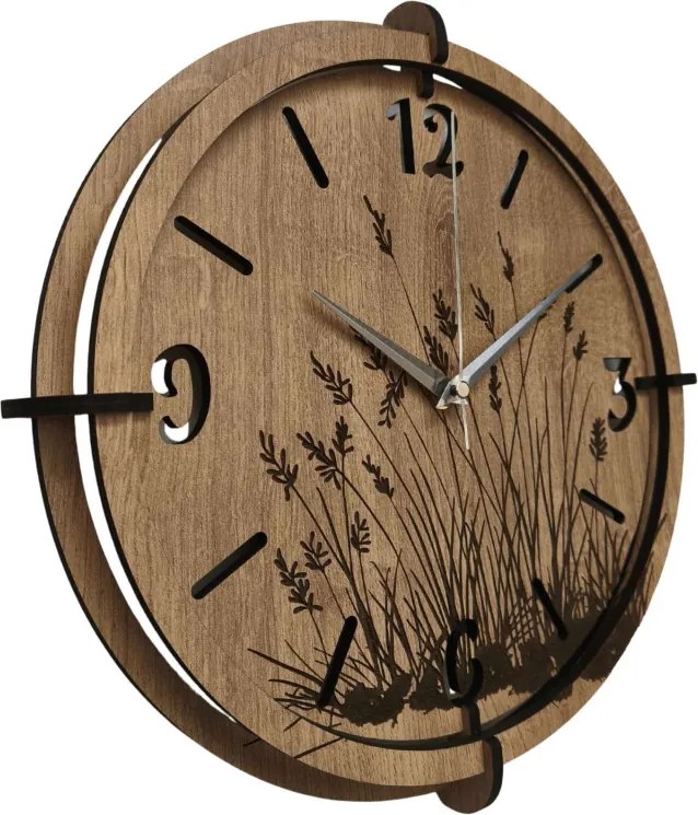 Moderné drevené hodiny Dub – dizajn Lúčne trávy | SENTOP HDF0590-OAK-HLIFAX