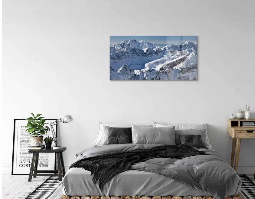 Sklenený obraz horské zimné 100x50 cm
