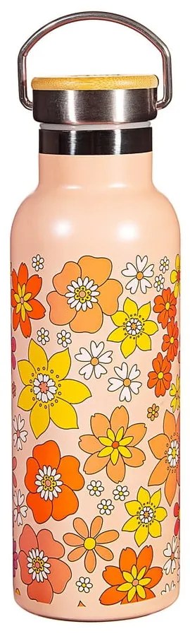 Oranžová antikoro detská fľaša 500 ml 70s Floral - Sass & Belle