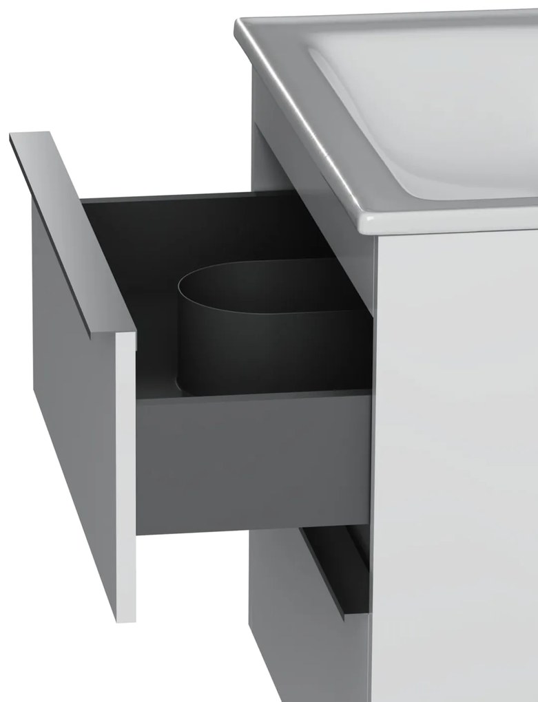 Skrinka s umývadlom 65 AM.PM Hit MTAFHX0652WG závesná, 2 zásuvky, lesklá biela