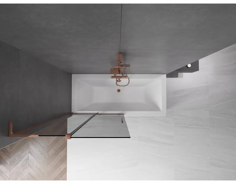 Mexen Velar L, 2-krídlová posuvná vaňová zástena 100 x 150 cm, 8mm šedé sklo, ružové zlato, 896-100-003-41-60