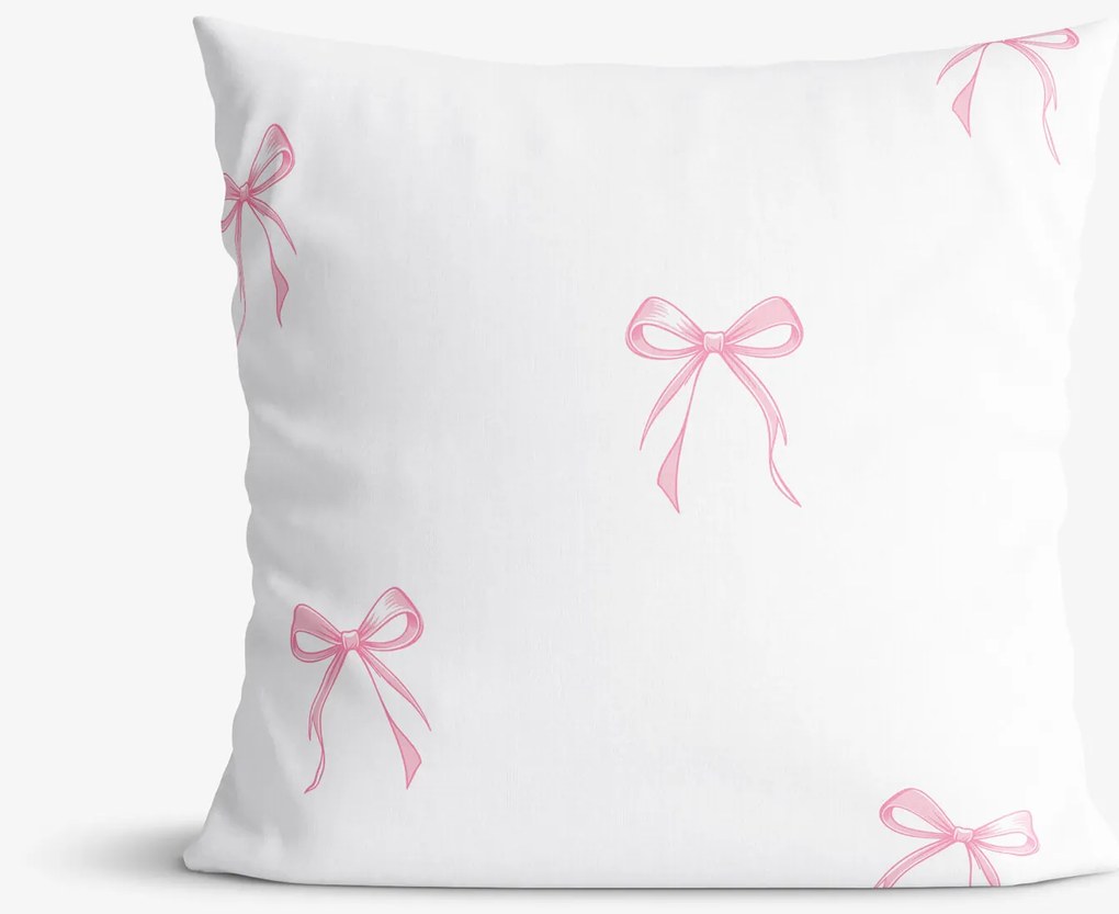 Goldea bavlnená obliečka na vankúš - ružové mašličky 40 x 40 cm