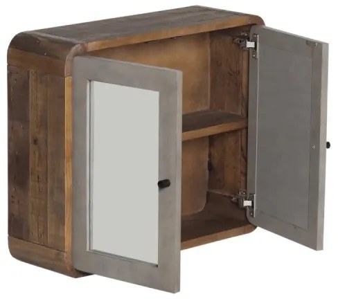 furniture-nabytek.cz - Masívna kúpeľňová zrkadlová skrinka Dingle z recyklovanej borovice, lakovaná, prírodná / šedá – 67×20×55 cm
