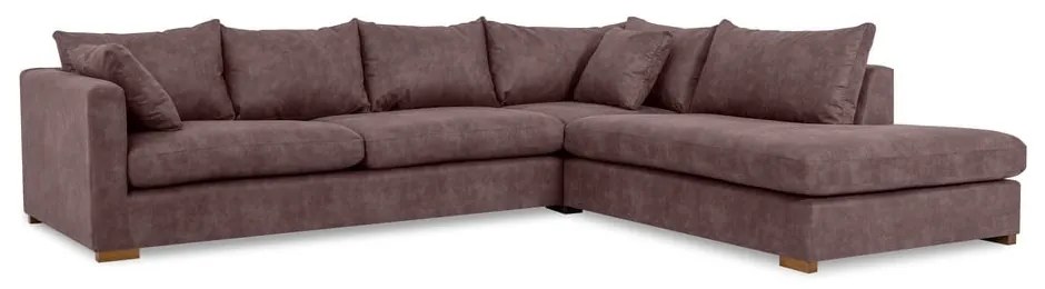 Tmavohnedá rohová pohovka z imitácie kože (pravý roh) Hamburg – Scandic