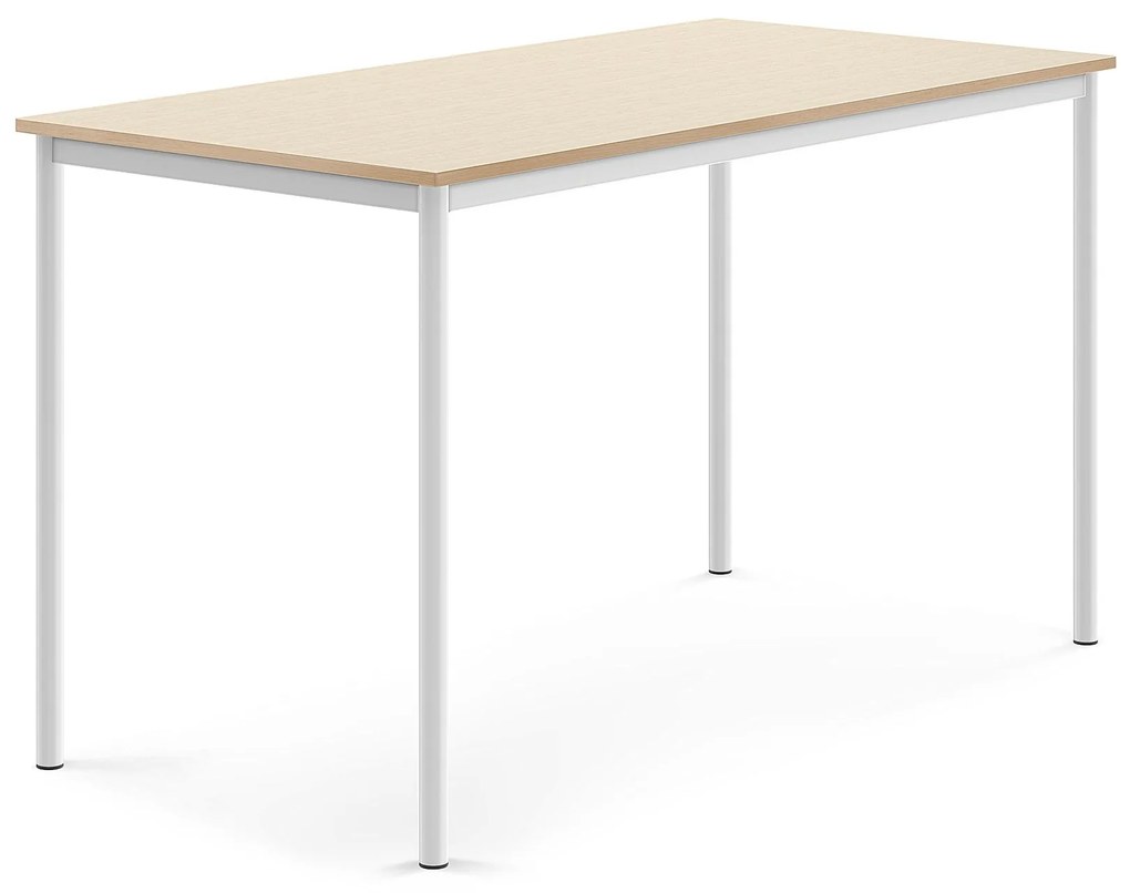 Stôl SONITUS, 1600x800x900 mm, HPL - breza, biela