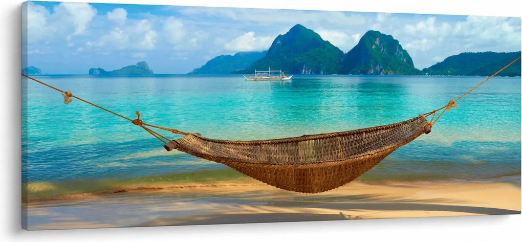 Obraz - Hojdacia sieť na pláži (120x50 cm)