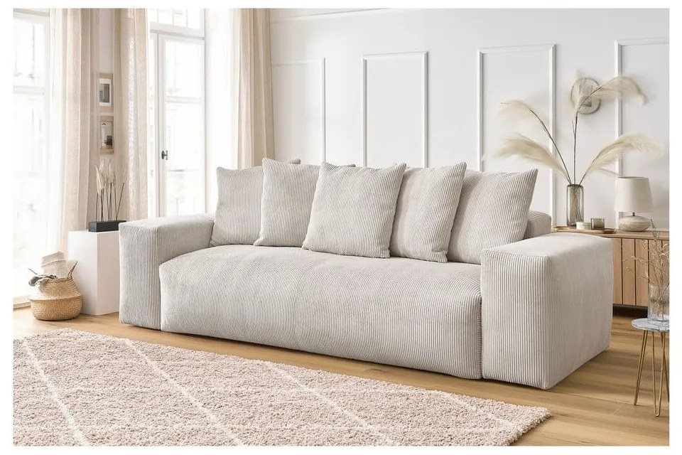 Krémová menčestrová pohovka 280 cm Voltaire – Bobochic Paris