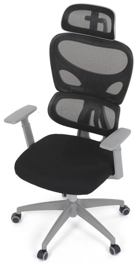 Kancelárska ergonomická stolička GRANT II — sieť, látka, sivá/čierna