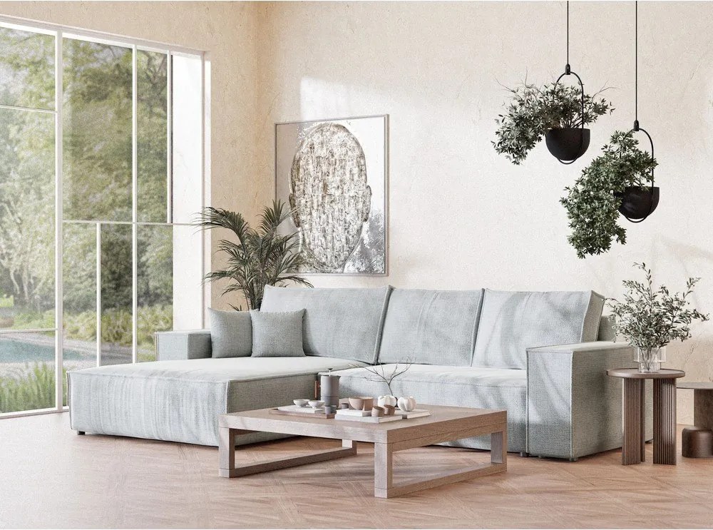 Svetlosivá ženilková rozkladacia/s úložným priestorom rohová pohovka (ľavý roh/s leňoškou) Maze – Maison de Rêve