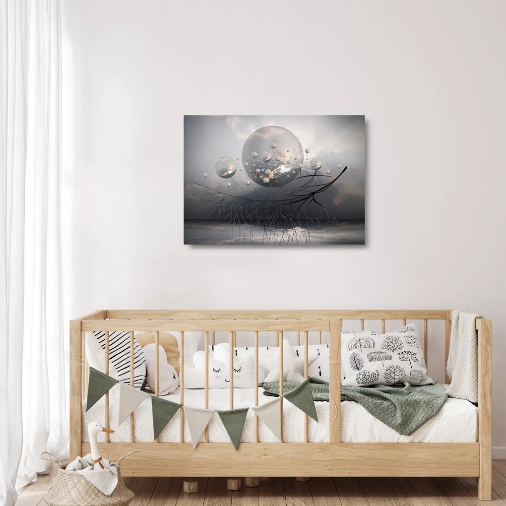 Sklenený obraz abstraktných gulí (70x50 cm)