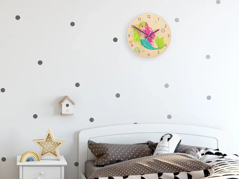 Dětské nástěnné hodiny Ami Mořská panna 30 cm vícebarevné