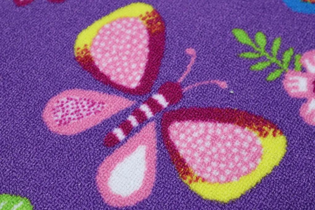 Vopi koberce Detský kusový koberec Motýlik 5291 fialový - 95x200 cm
