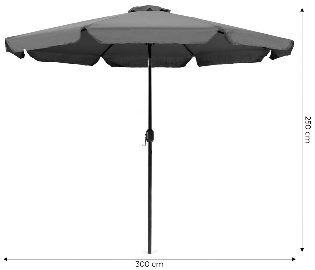 Záhradný slnečník Lavulo 300 cm sivý