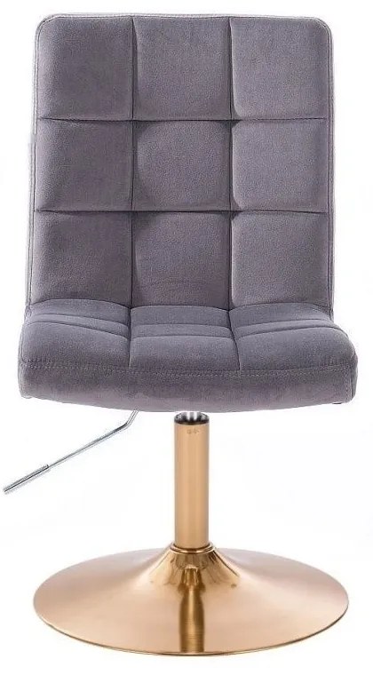 LuxuryForm DESIGN Stolička TOLEDO VELUR na zlatom tanieri - tmavo šedá