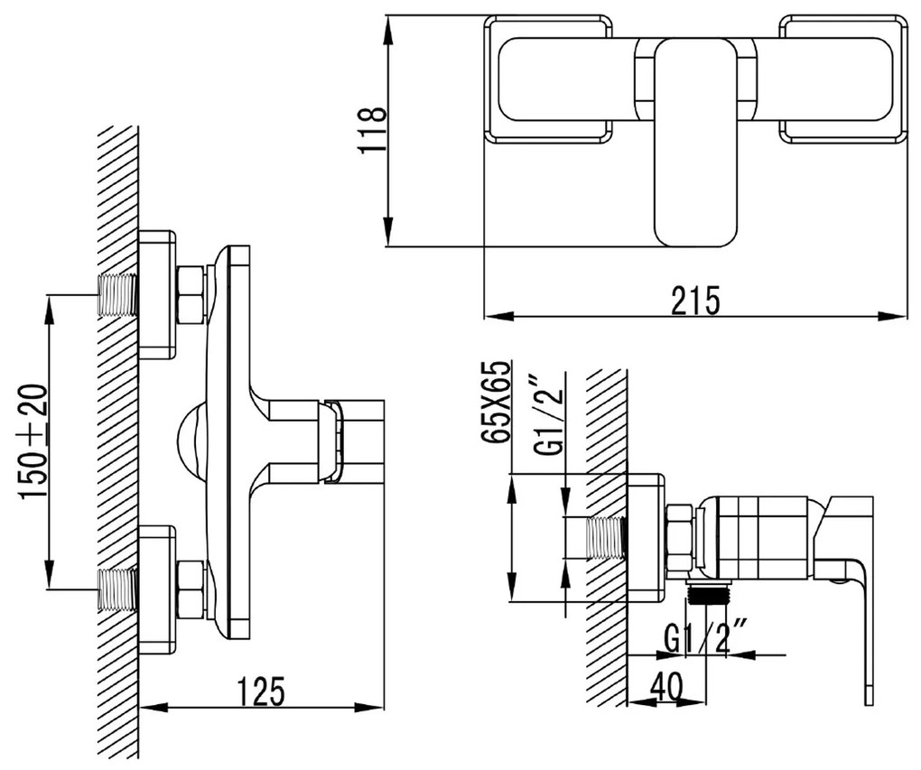 Aqualine Aqualine, FACTOR nástenná sprchová batéria, chróm, FC411