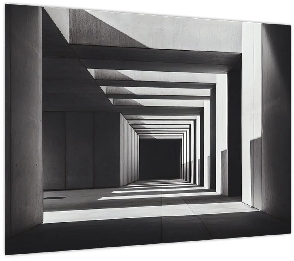 Sklenený obraz - Štvorcový tunel (70x50 cm)