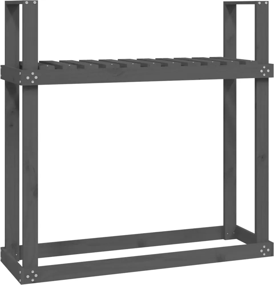 vidaXL Stojan na palivové drevo sivý 110x35x108,5 cm masívna borovica