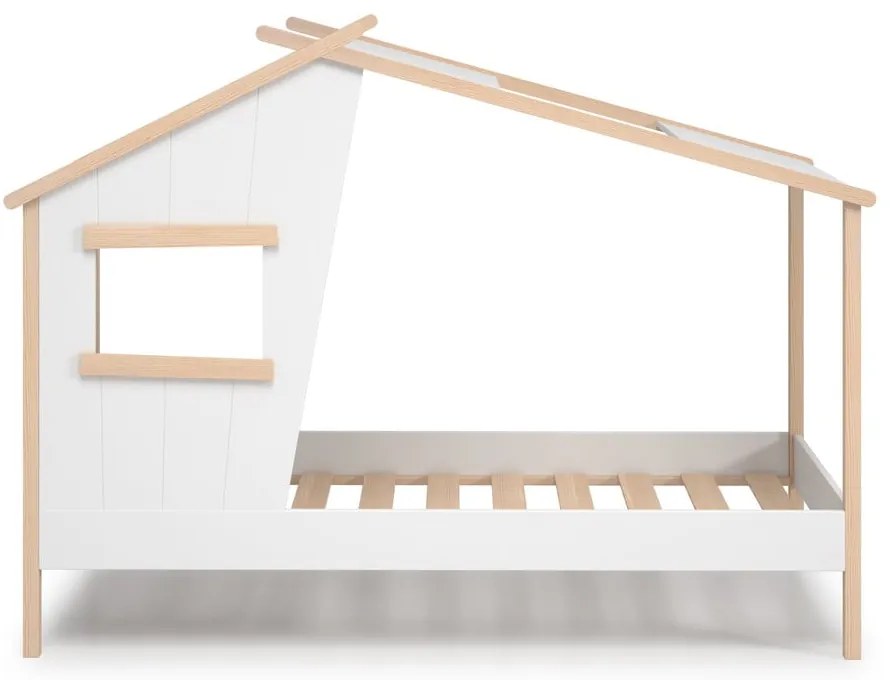 Biela domčeková detská posteľ z borovicového dreva 90x190 cm Luba – Marckeric