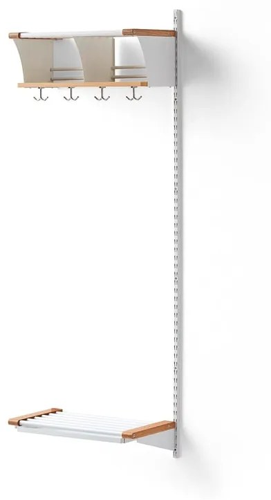 Vešiaková stena JEPPE s 2 priehradkami, prídavná sekcia, 1790x600x310 mm, biela/dub