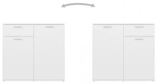 vidaXL Komoda biela 80x36x75 cm drevotrieska-