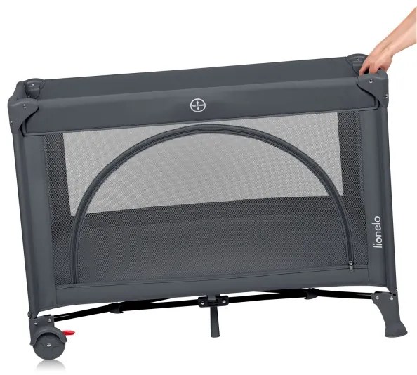 Lionelo - Cestovná postieľka LAURA Grey Concrete