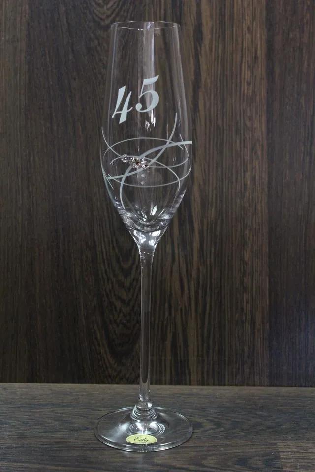 Výročný pohár na 45. narodeniny so swarovski kryštáľmi ŠAMPANSKÉ 2.
