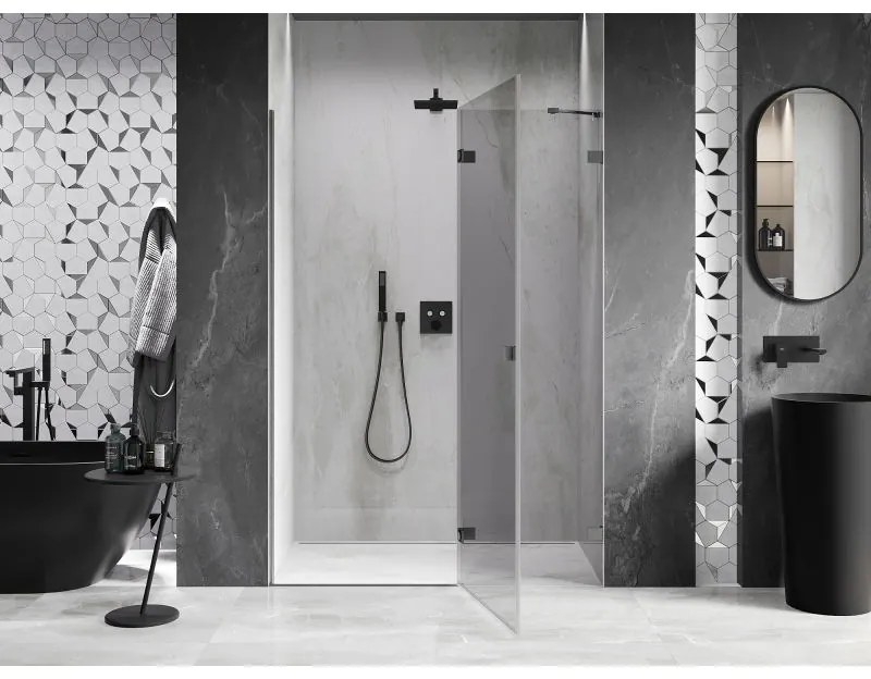 Mexen, Mexen Lunar pravé otočné sprchové dvere 135 cm, priehľadné, pištoľovo šedé kartáčované - 834-135-000-66-00-P