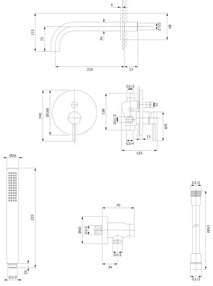 OMNIRES SYSYW01CR - Vaňová sada s podomietkovou batériou Y lesklý chróm