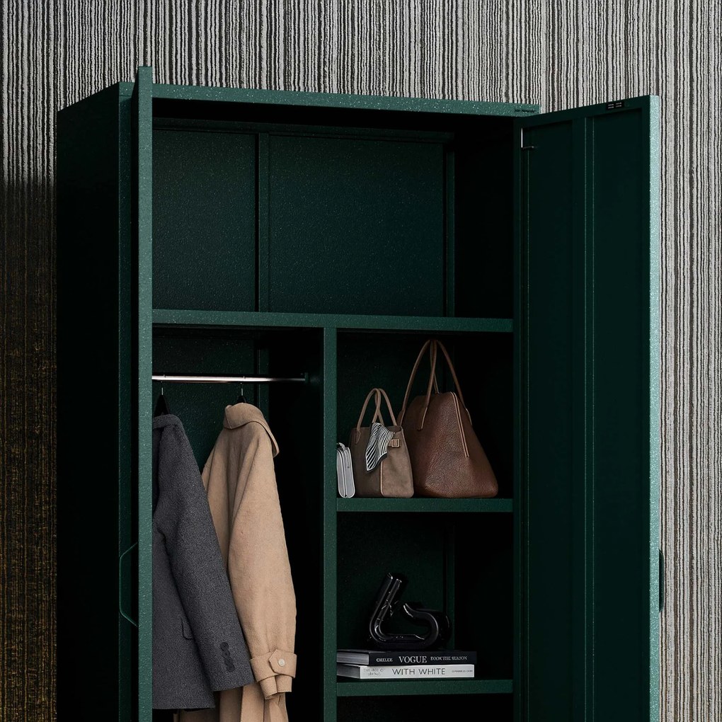 Šatníková skriňa FLAVIO, 800 x 1850 x 450 mm, Modern: fľaškovo zelená farba
