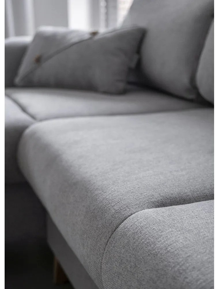 Svetlosivá rozkladacia rohová pohovka Miuform Scandic Lagom, ľavý roh