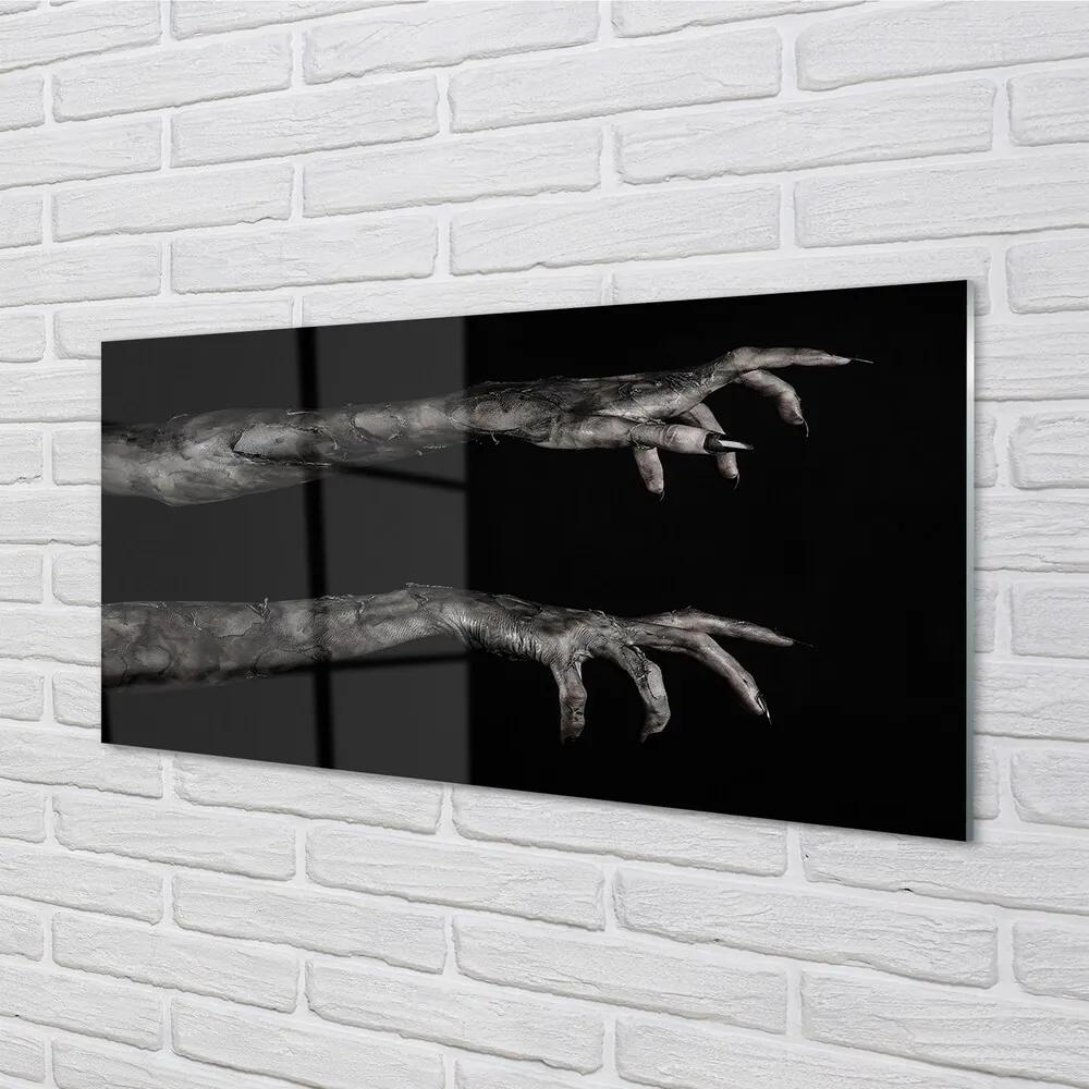 Obraz na skle Čierne pozadie špinavé ruky 120x60 cm