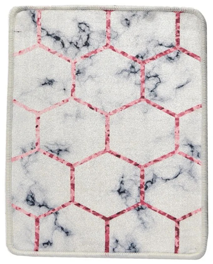 Biela/sivá kúpeľňová predložka 60x40 cm Honeycomb - Foutastic
