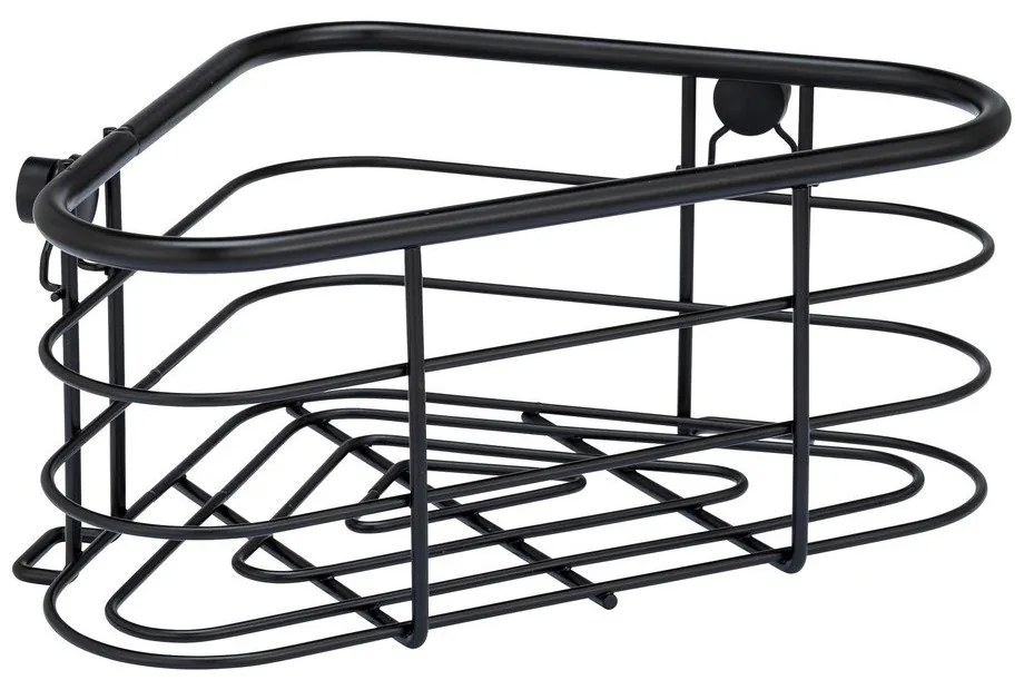 Čierna rohová sprchová polica Wenko Trestina, 25 x 11 cm