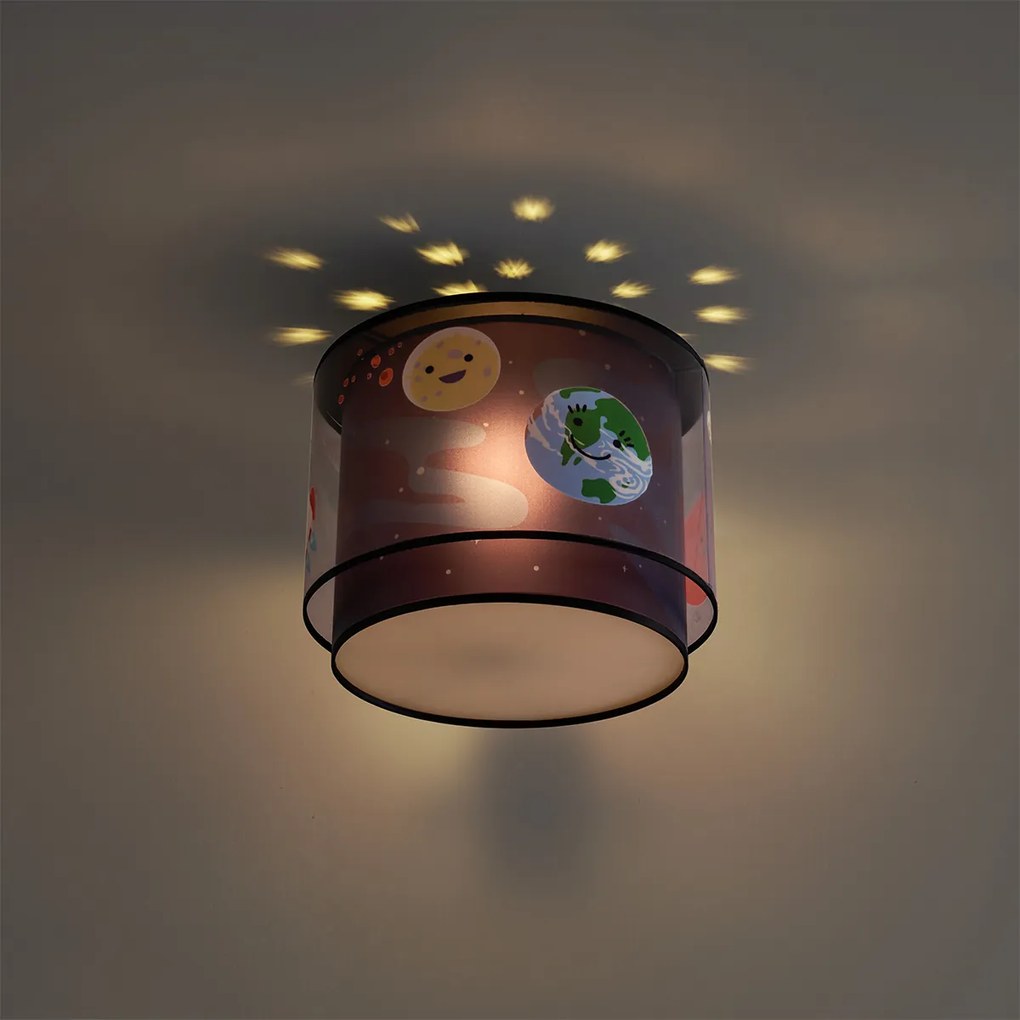 Detské stropné svietidlo čierne s vesmírnou loďou a hviezdami - Harrie vo vesmíre