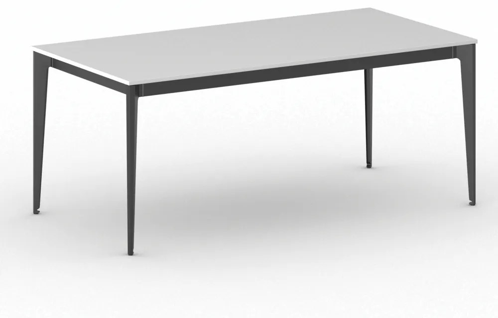 Kancelársky stôl PRIMO ACTION, čierna podnož, 1800 x 900 mm, biela