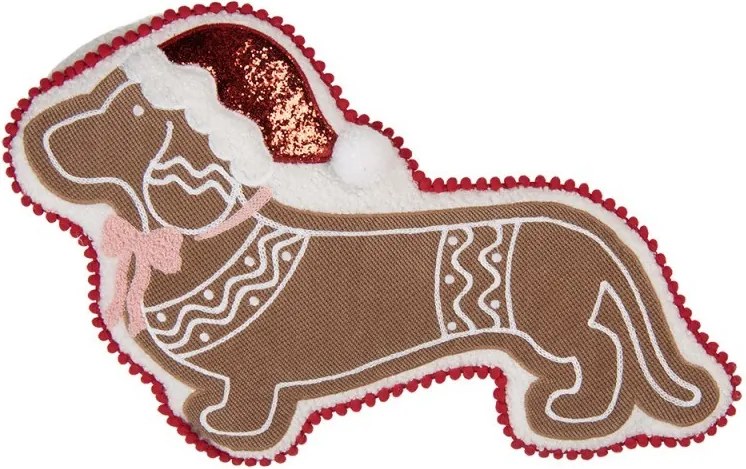 Hnedý dekoračný vankúš v tvare jazvečík Dachshund - 25*45*4 cm