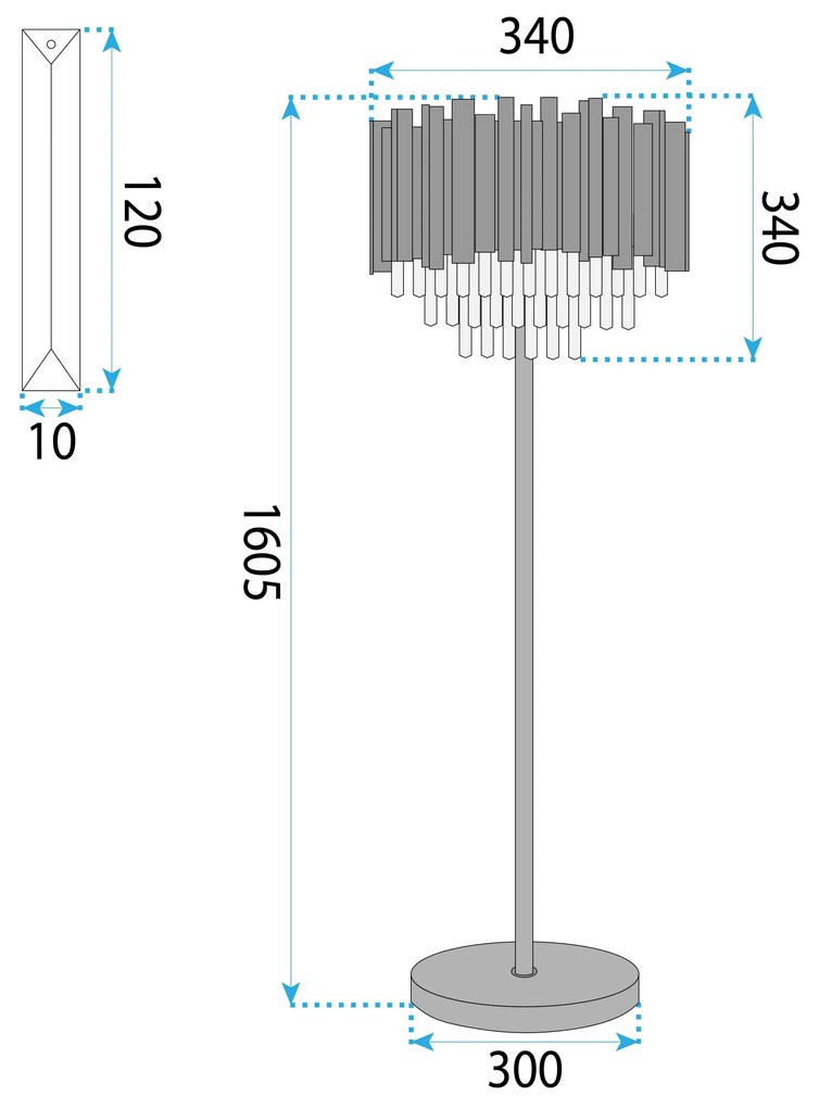 Toolight Toolight, podlahová lampa na postavenie 3xE14 APP1715-3F, čierna, OSW-04337