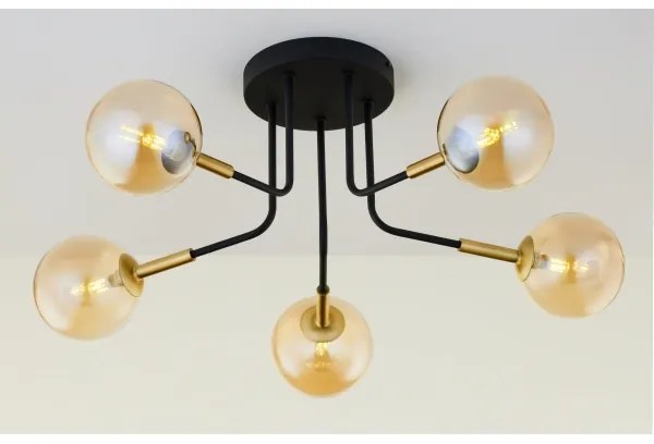 Jupiter 2038 - Luster na tyči BURANO 5xG9/10W/230V čierna/zlatá/béžová