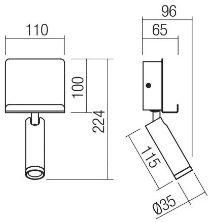 Redo 01-3084 - LED Nástenné bodové svietidlo PANEL LED/3,5W/230V USB čierna