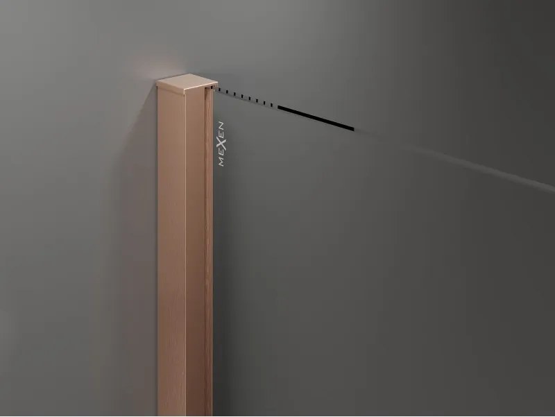 Mexen Velar, sprchový kút s posuvnými dverami 130 x 70 cm, 8mm sklo námraza, medená matná, 871-130-070-31-65