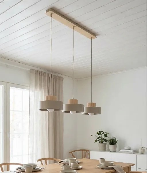 Závesný luster na lanku KIVI 3xE27/15W/230V béžový