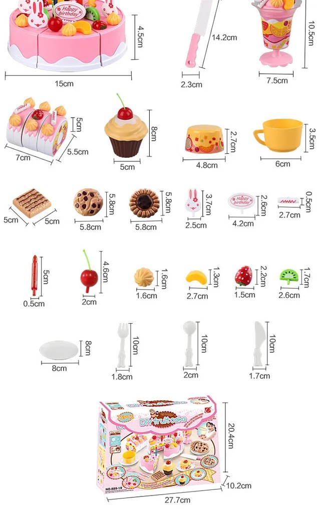 KIK Kuchyňa na krájanie narodeninovej torty 75 el. ružová