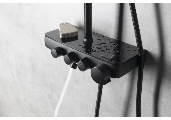 Aqualine - Sprchová sada s batériou a napúšťaním FARRAO matná čierna