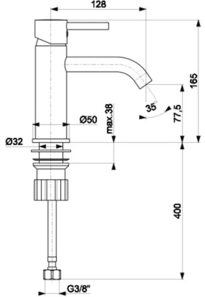 KFA Armatura 5822-815-81 - Umývadlová batéria + výpust NEDA 16,5 cm mosadz/čierna