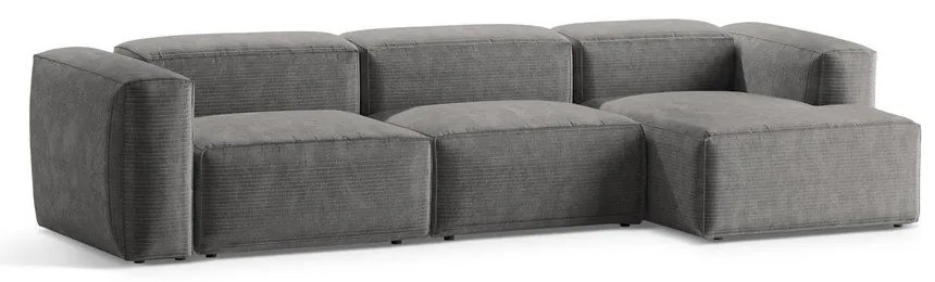 Svetlosivá menčestrová rohová pohovka (pravý roh/s leňoškou) Bergamo – Cosmopolitan Design