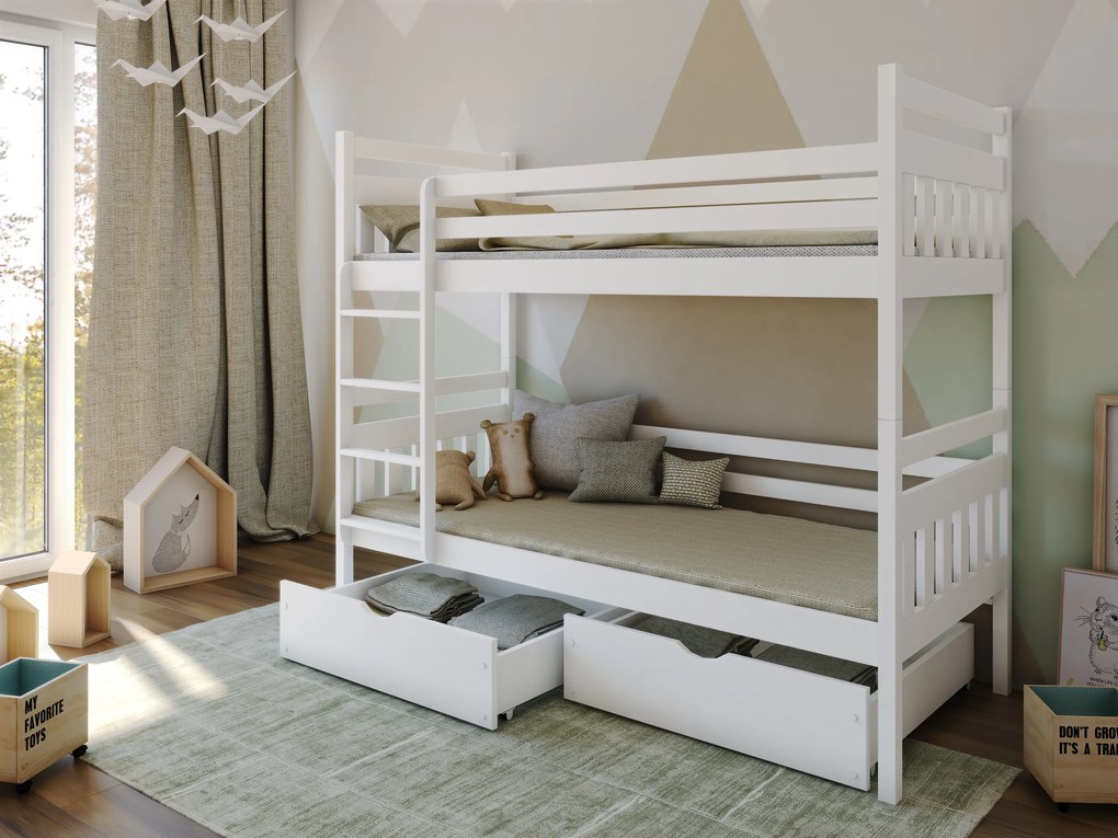 Detská posteľ 90 x 190 cm ARAS (s roštom a úl. priestorom) (biela). Vlastná spoľahlivá doprava až k Vám domov. 1013426