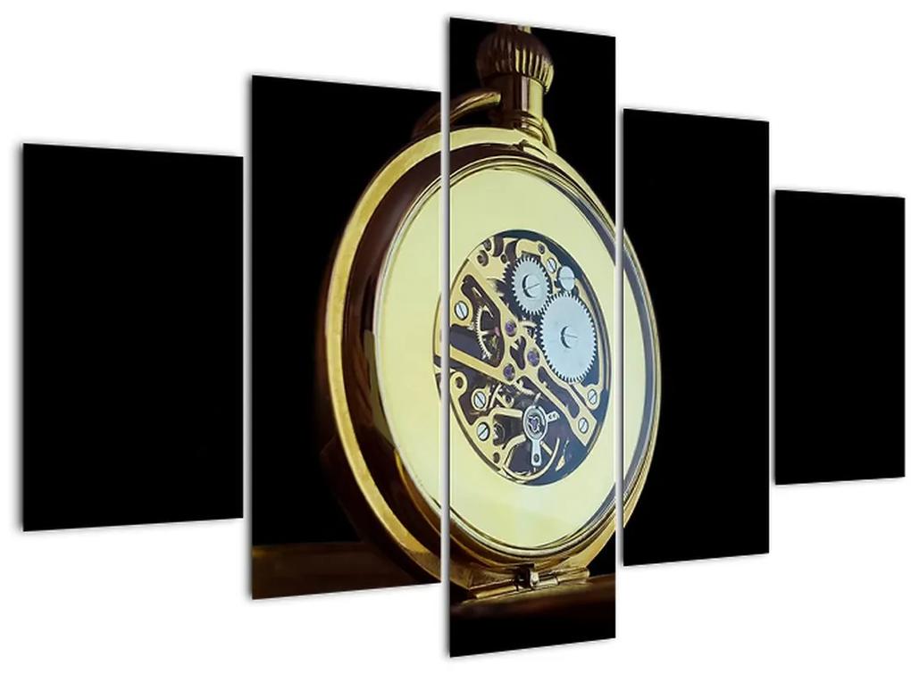 Obraz zlatých vreckových hodiniek (150x105 cm)