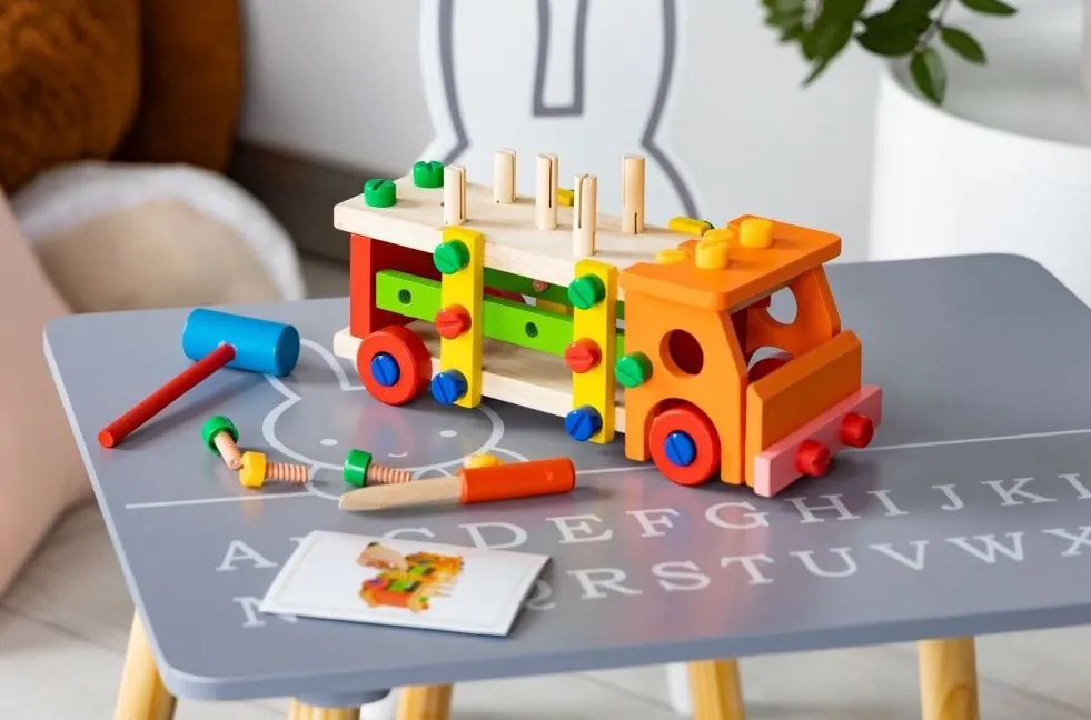 ECOTOYS Detská drevená edukačná stavebnica Truck